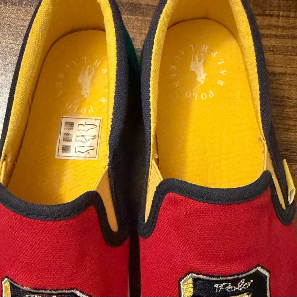Polo Ralph Lauren Shoes Kids 3 Landyn Slip On P-Wing Logo Patch Canvas Preppy